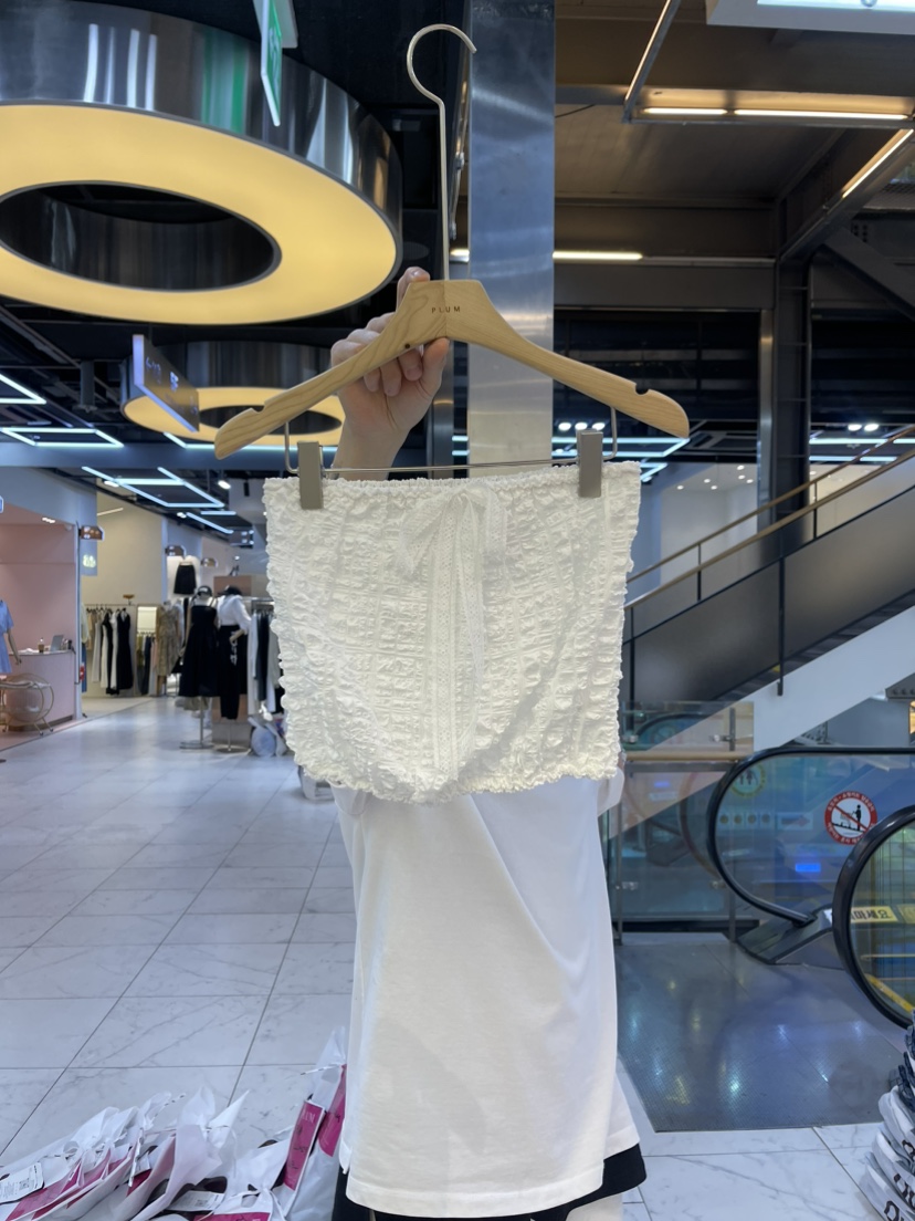 PLUM直郵韓國代購女裝新品熱賣24春夏職業吊帶背心格紋蕾絲PLUM吊帶/背心