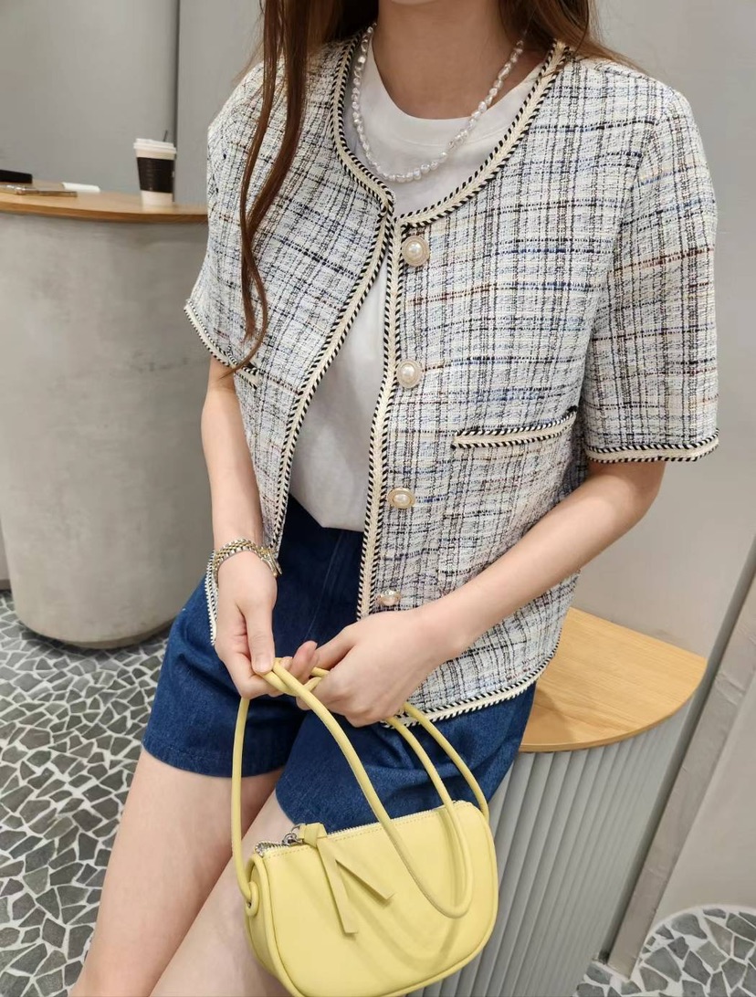 LIVE/LULULALLA韓國直郵女裝新品休閑24春夏推薦夾克格紋LIVE/LULULALLA夾克