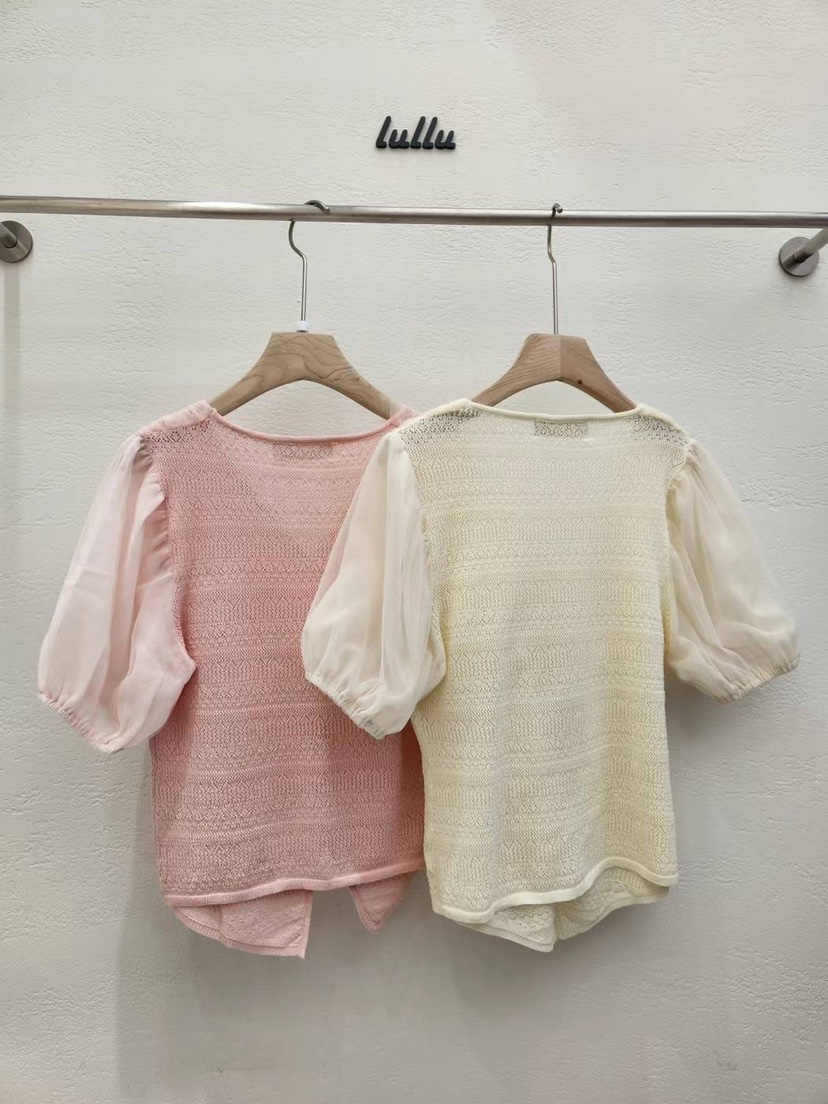 LULULALLA韓國直郵東大門實拍女裝新款時尚真品24春夏襯衫蕾絲衫LULULALLA襯衫/蕾絲衫