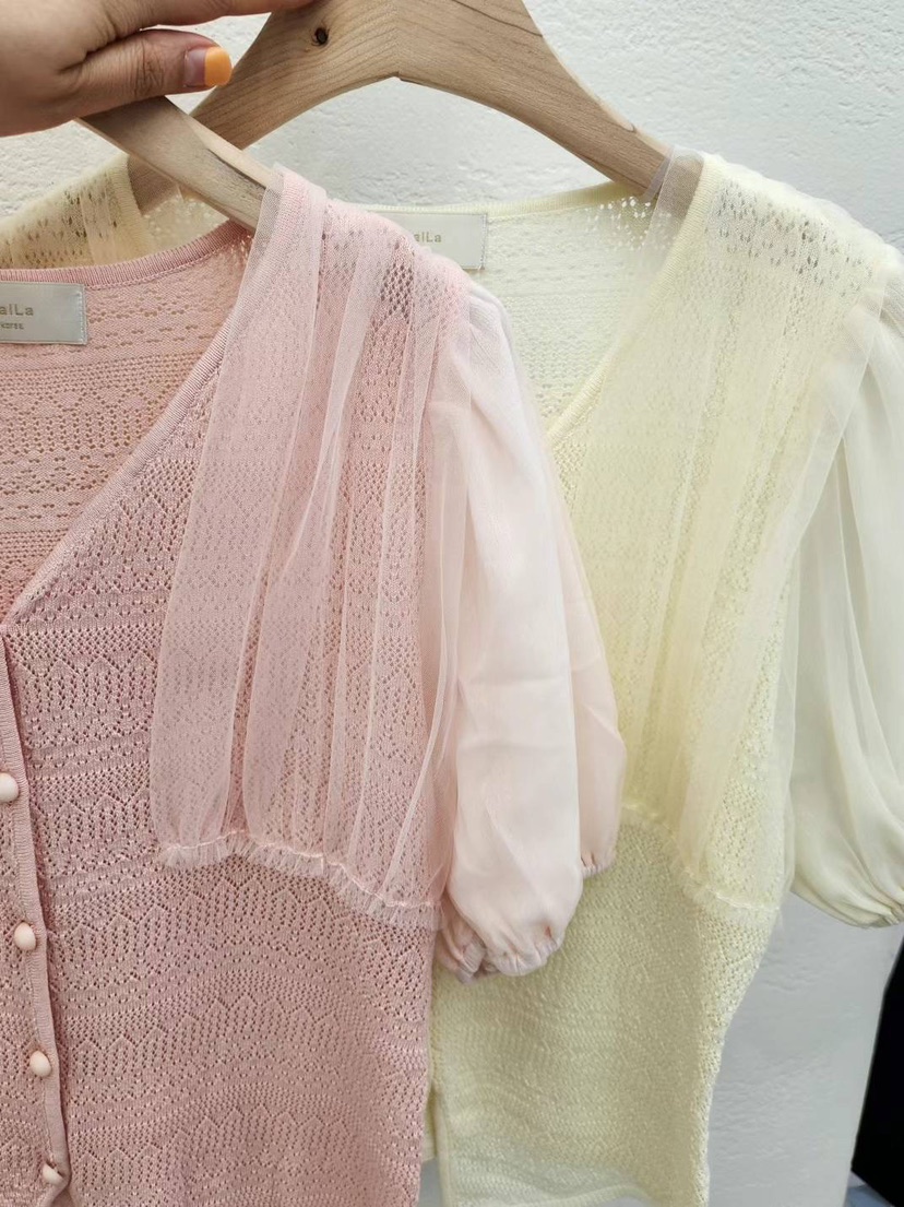 LULULALLA韓國直郵東大門實拍女裝新款時尚真品24春夏襯衫蕾絲衫LULULALLA襯衫/蕾絲衫