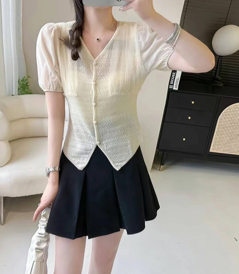 LULULALLA韓國直郵東大門實拍女裝新款時尚真品24春夏襯衫蕾絲衫LULULALLA襯衫/蕾絲衫