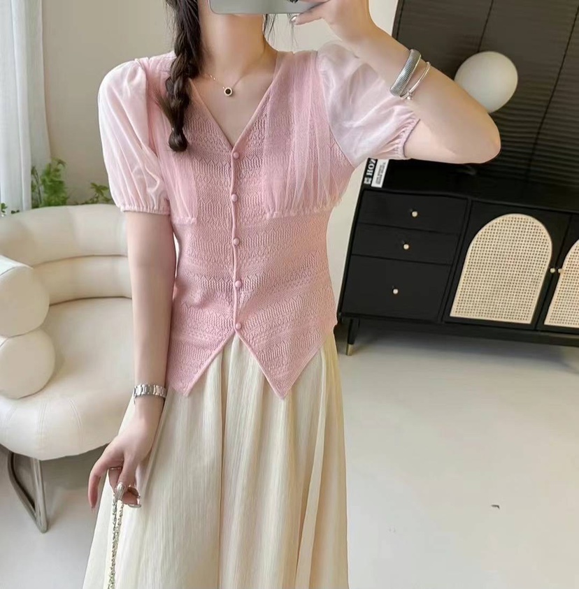 LULULALLA韓國直郵東大門實拍女裝新款時尚真品24春夏襯衫蕾絲衫LULULALLA襯衫/蕾絲衫