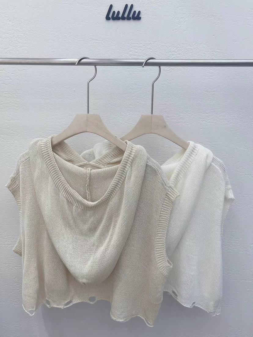 LULULALLA韓國直郵東大門代購女裝新品24春夏熱賣針織衫連帽LULULALLA針織衫