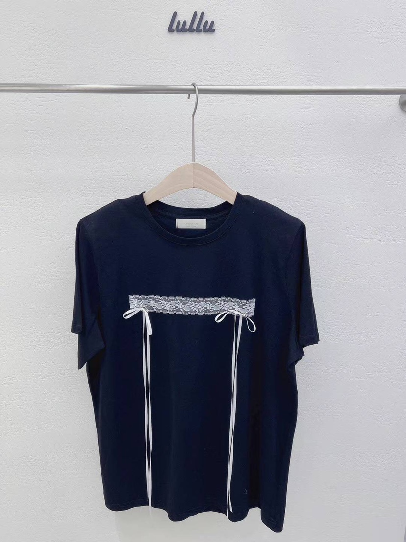 LULULALLA韓國直郵東大門實拍女裝新款24春夏推薦T恤蕾絲LULULALLAT恤圖色2