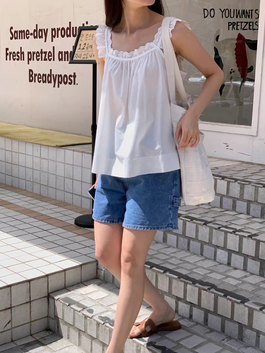FLAMINGO韓國直郵東大門代購女裝新款休閑24春夏吊帶背心蕾絲FLAMINGO吊帶/背心圖色1