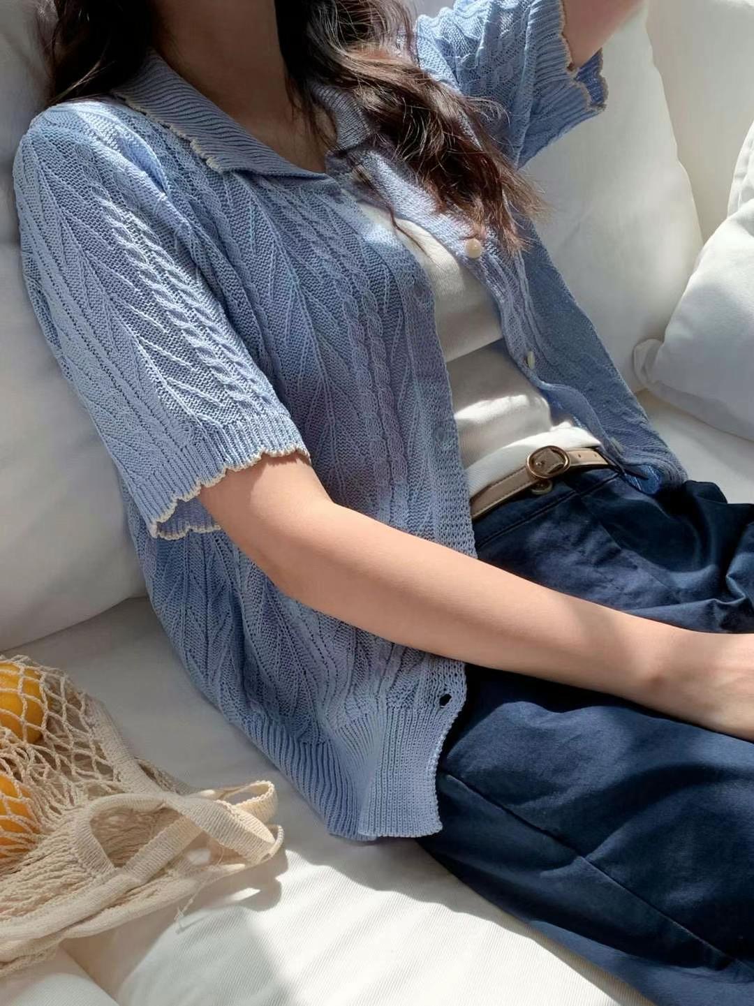 FOUND韓國直郵東大門代購女裝新款休閑真品熱賣職業24春夏針織衫FOUND針織衫