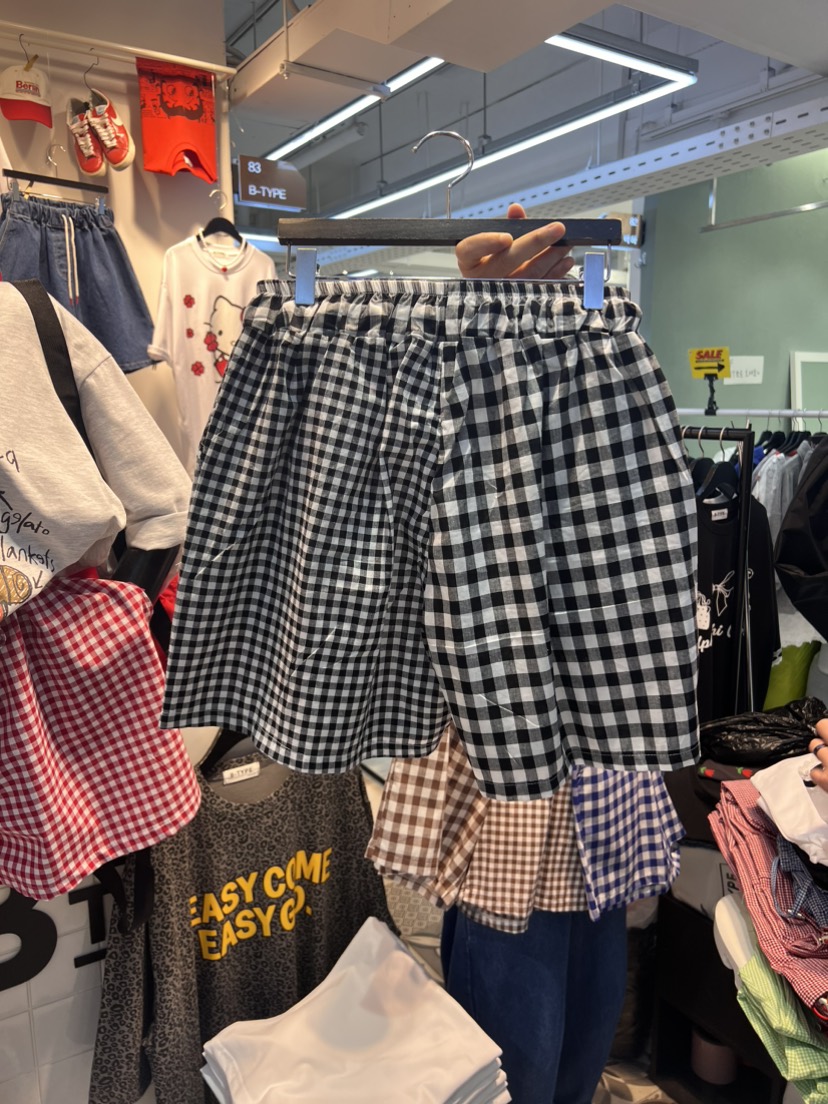 B-TYPE韓國直郵女裝新品24春夏人氣休閑時尚職業短褲格紋B-TYPE短褲