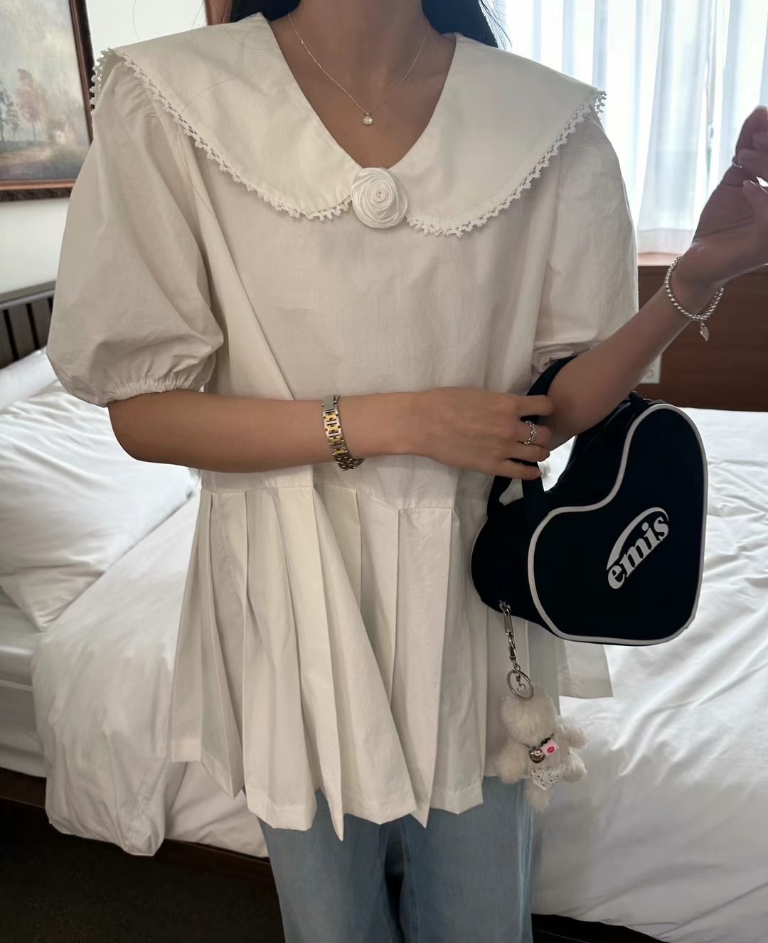 BLACK LADY韓國直郵女裝新品人氣休閑真品24春夏襯衫蕾絲衫BLACK LADY襯衫/蕾絲衫