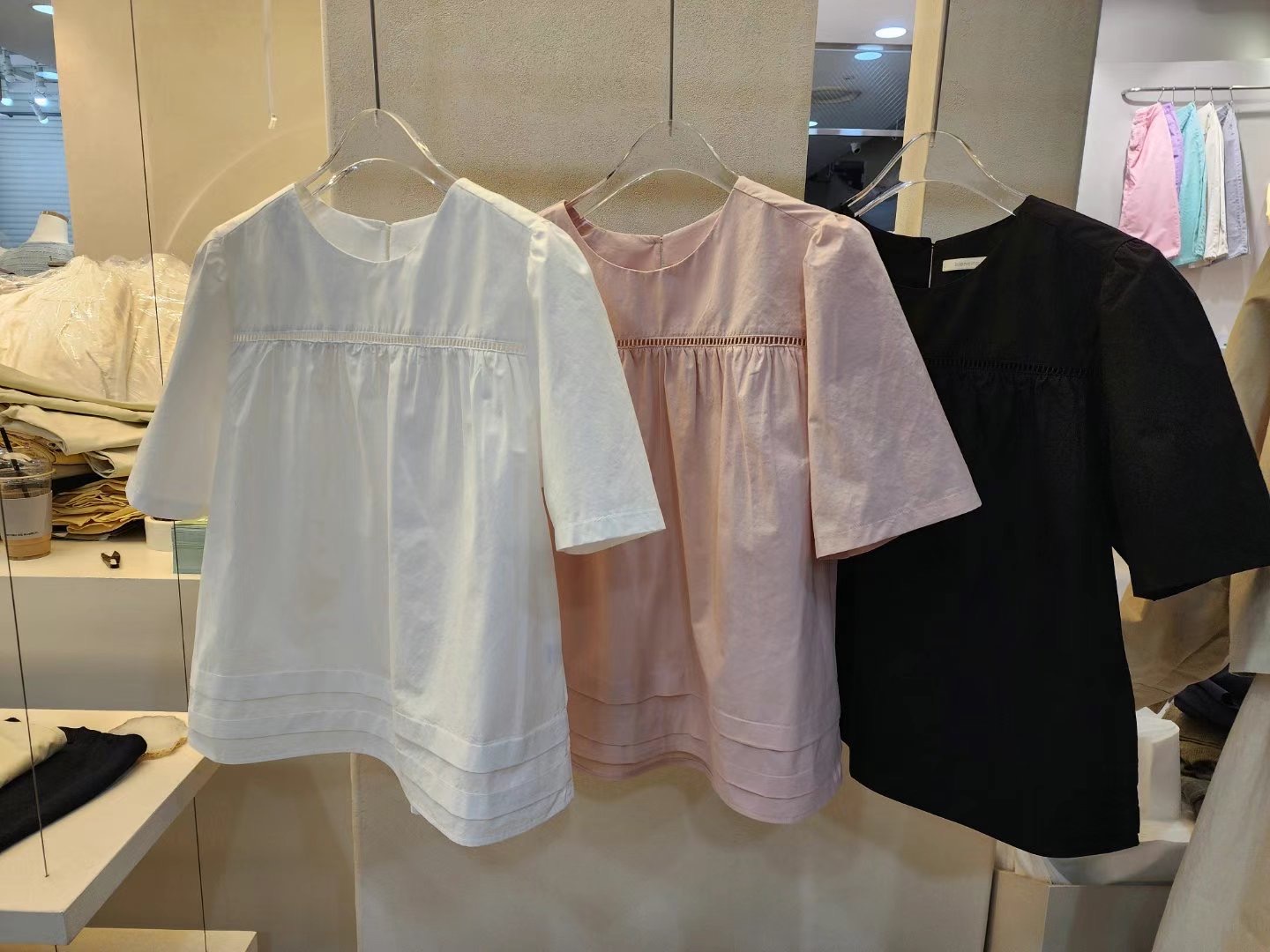BLENDING韓國直郵東大門實拍女士新品人氣真品24春夏襯衫蕾絲衫BLENDING襯衫/蕾絲衫圖色3左三色