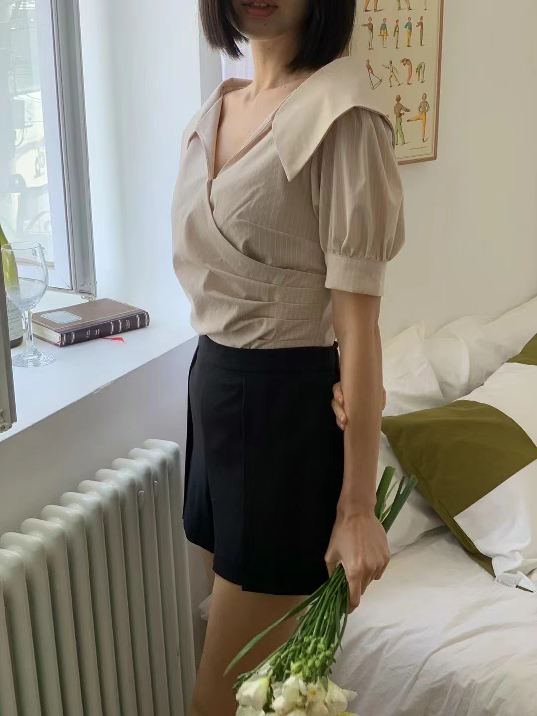 IF YOU直郵韓國代購女裝新款休閑熱賣人氣24春夏襯衫蕾絲衫IF YOU襯衫/蕾絲衫