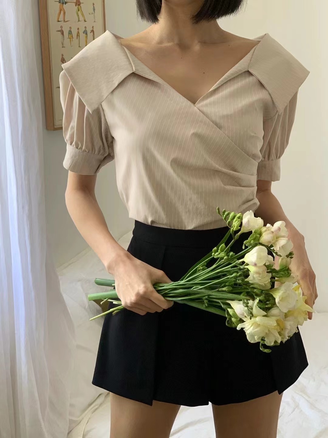 IF YOU直郵韓國代購女裝新款休閑熱賣人氣24春夏襯衫蕾絲衫IF YOU襯衫/蕾絲衫