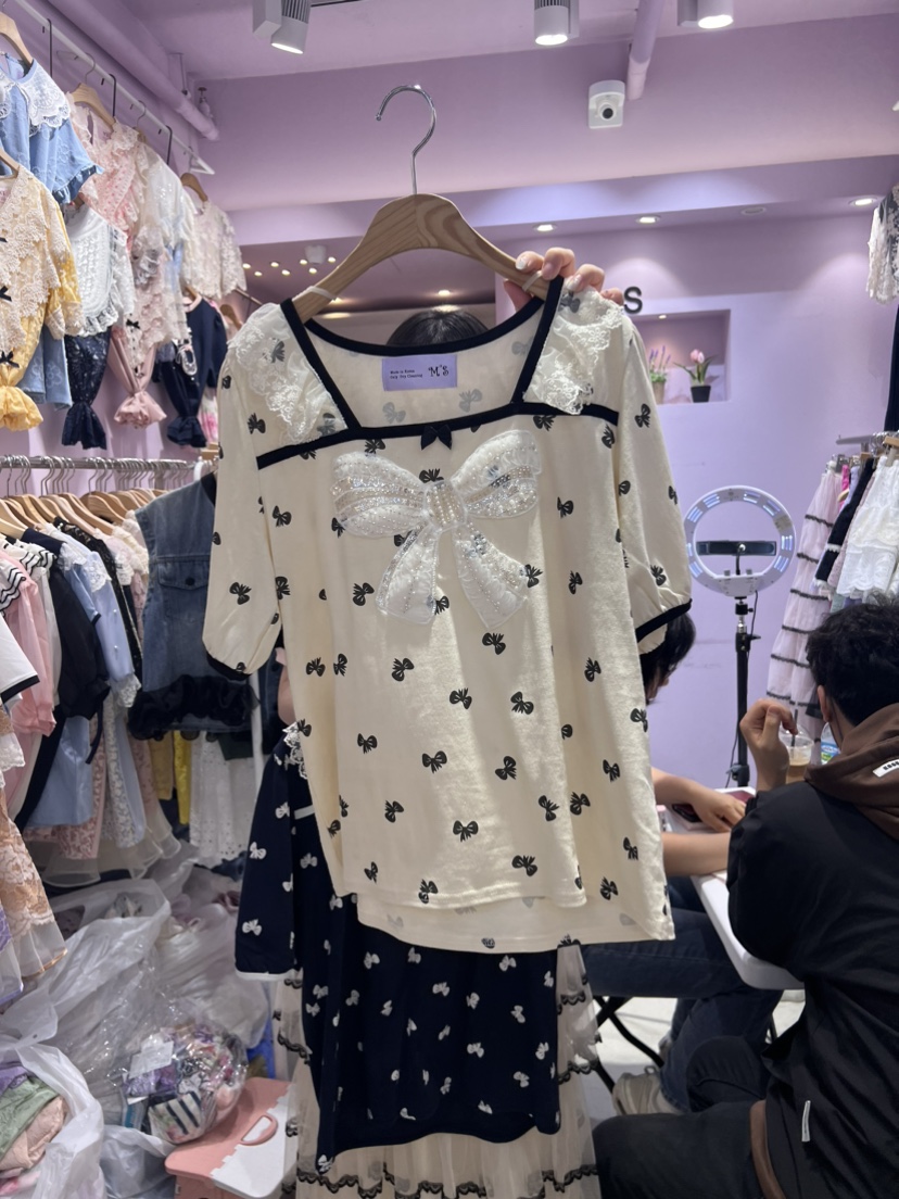 MS韓國直郵女裝新品時尚休閑熱賣24春夏推薦職業襯衫蕾絲衫MS襯衫/蕾絲衫圖色1