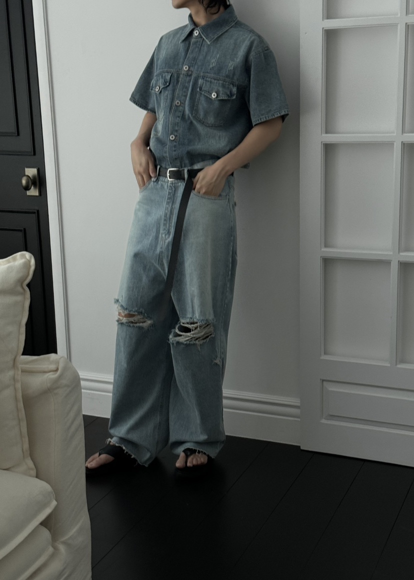 OUR ROOM韓國直郵女裝新款休閑24春夏時尚推薦真品牛仔褲OUR ROOM牛仔褲