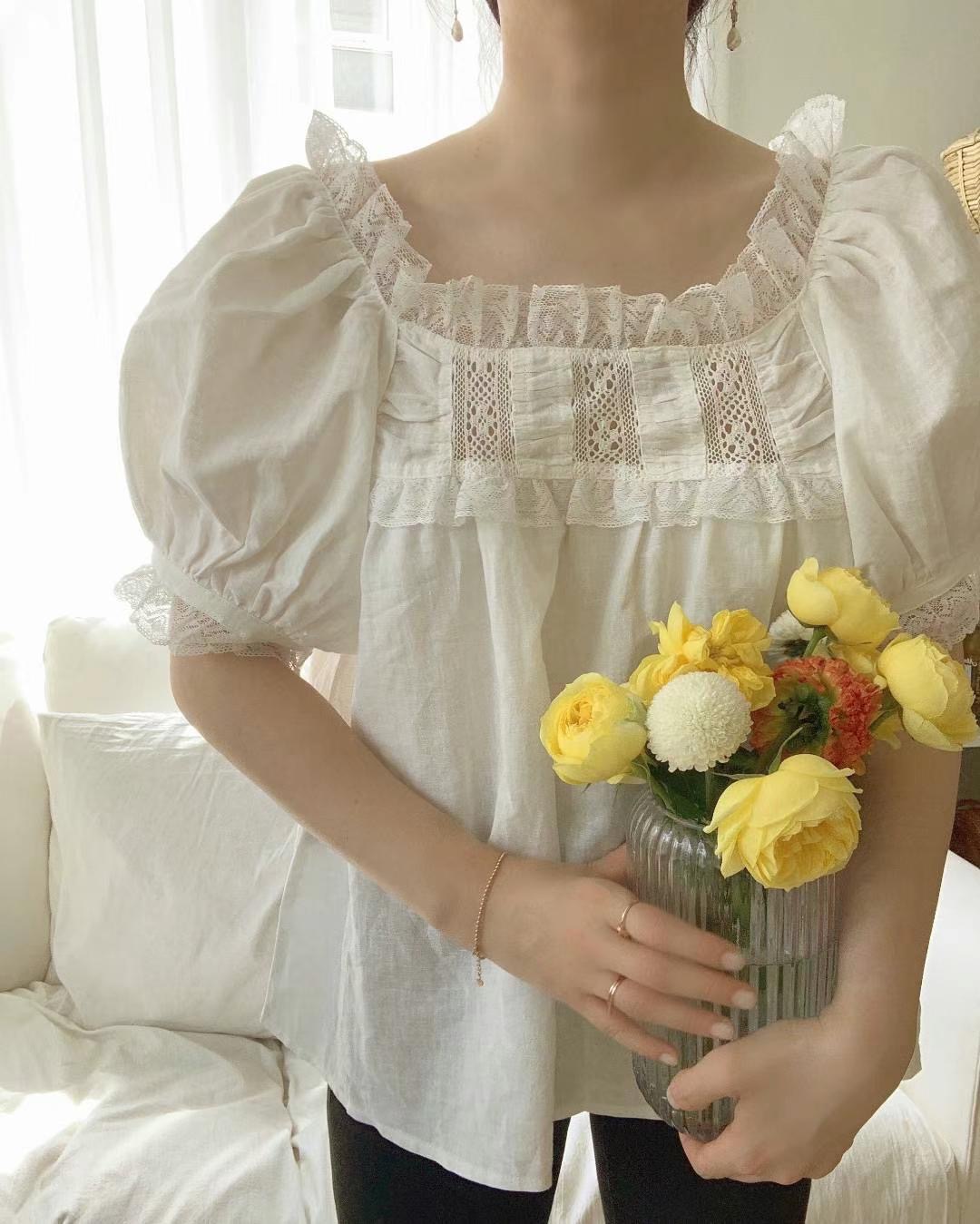WHITE韓國直郵女士新品真品人氣熱賣職業休閑時尚襯衫蕾絲衫WHITE襯衫/蕾絲衫
