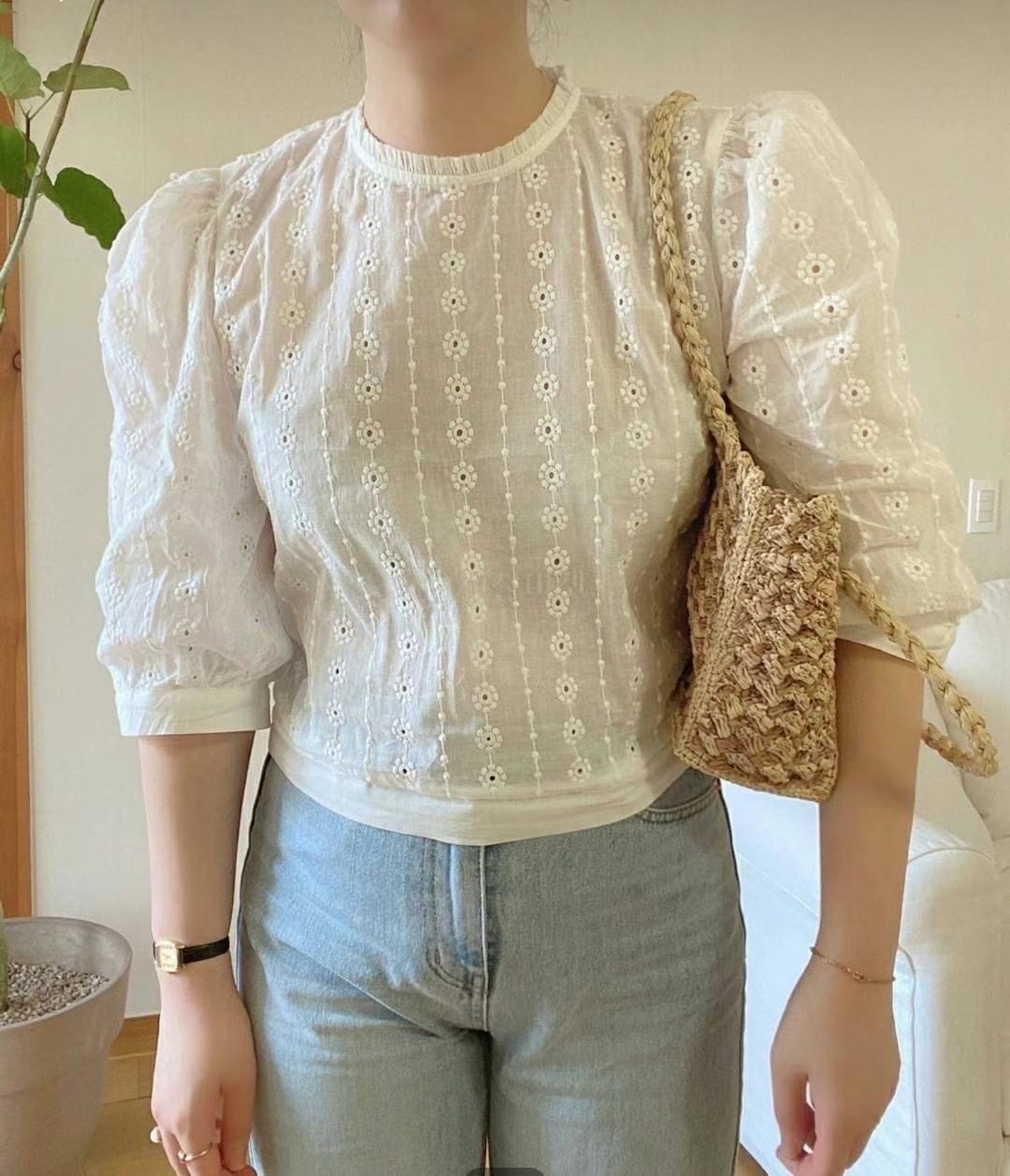 WHITE韓國直郵東大門代購女裝新款休閑熱賣人氣時尚襯衫蕾絲衫WHITE襯衫/蕾絲衫