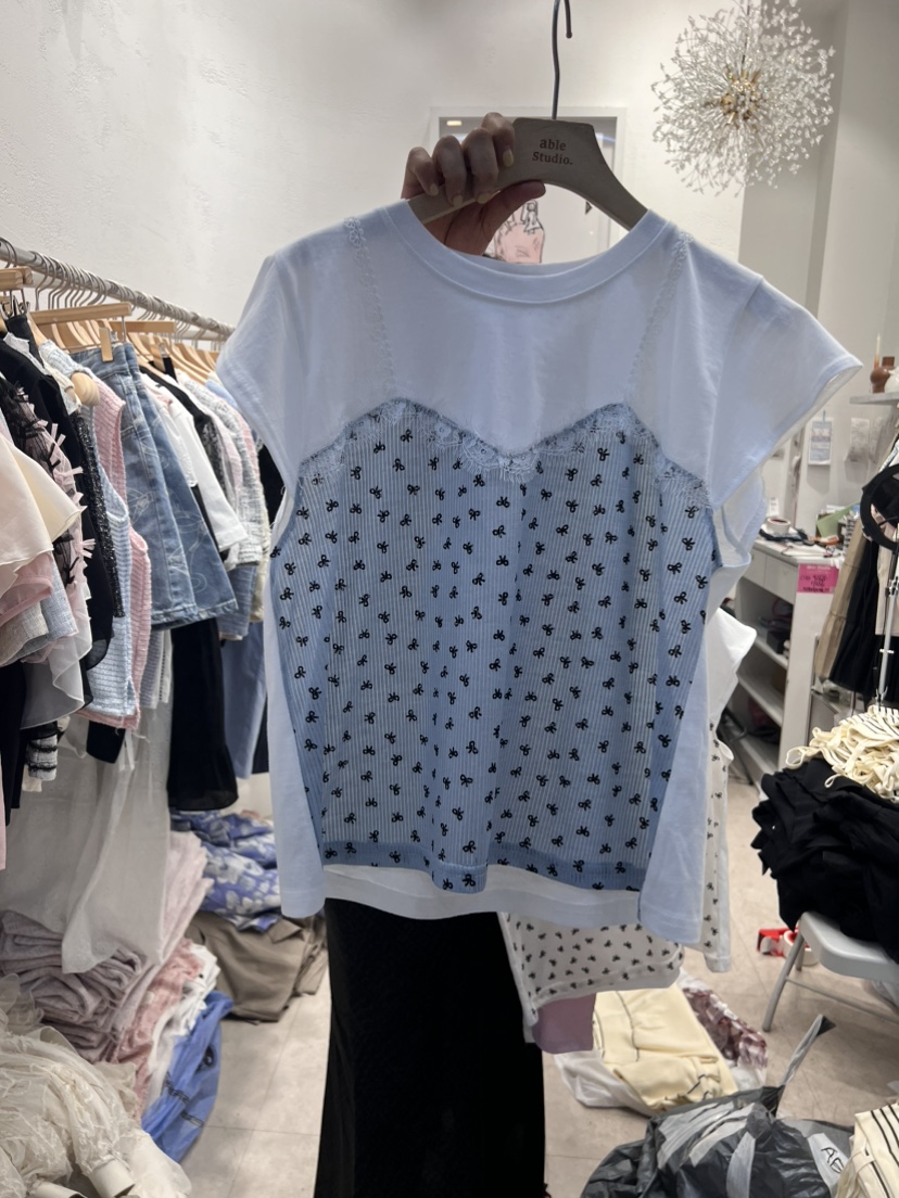 ABLE STUDIO韓國直郵女裝新款熱賣24春夏推薦人氣休閑T恤CONFETTIT恤圖色1