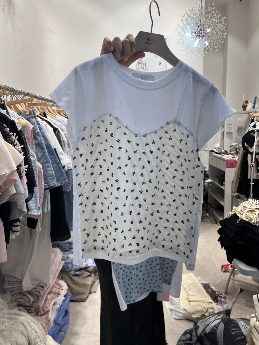 ABLE STUDIO韓國直郵女裝新款熱賣24春夏推薦人氣休閑T恤CONFETTIT恤圖色2