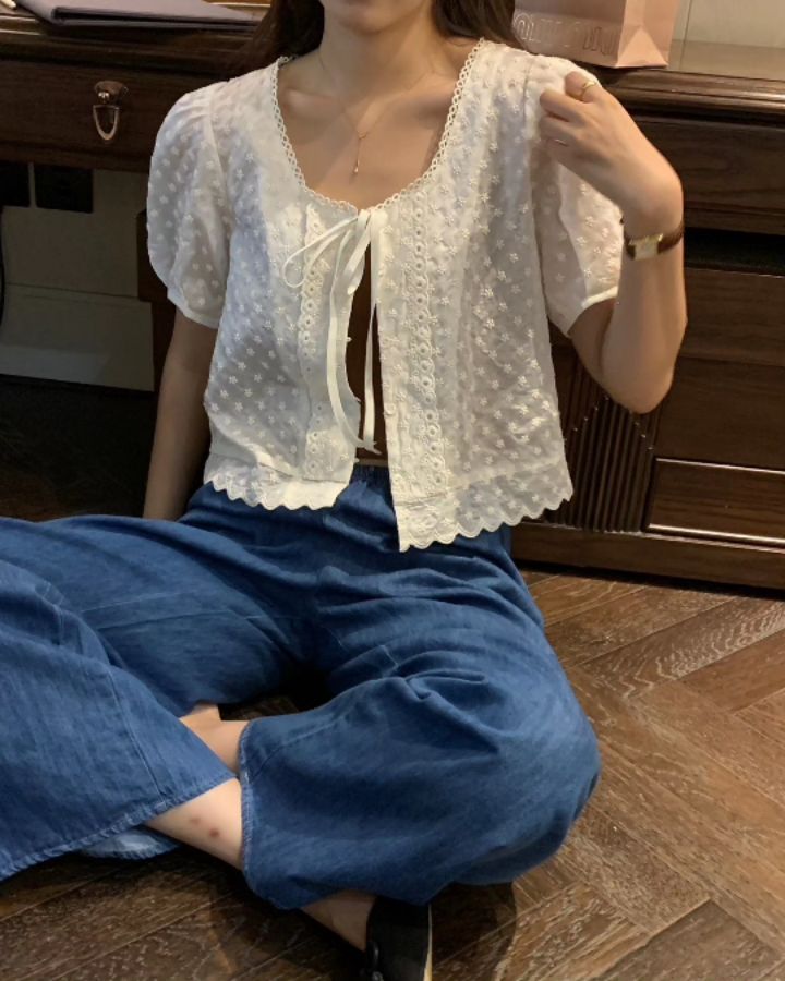 STAY HERE直郵韓國代購女裝新品職業時尚熱賣休閑襯衫蕾絲衫LOVE SOME-OT襯衫/蕾絲衫