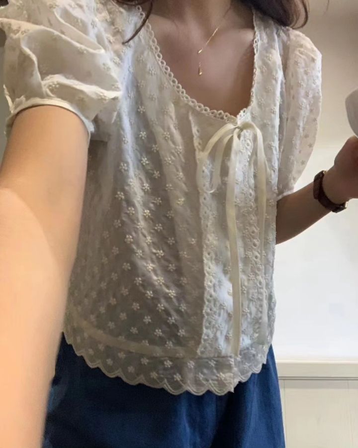 STAY HERE直郵韓國代購女裝新品職業時尚熱賣休閑襯衫蕾絲衫LOVE SOME-OT襯衫/蕾絲衫