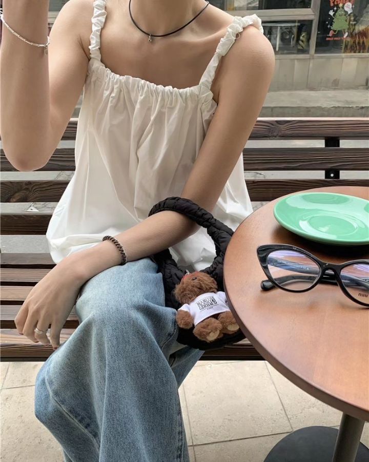 STAY HERE韓國直郵女裝新品熱賣休閑時尚推薦真品吊帶背心LOVE SOME-OT吊帶/背心