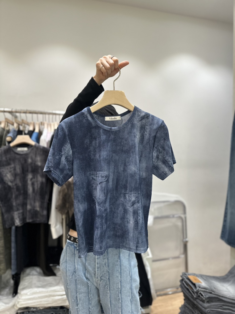 Vibelle韓國直郵女裝新品24春夏熱賣時尚休閑推薦職業T恤VIBELLET恤圖色2