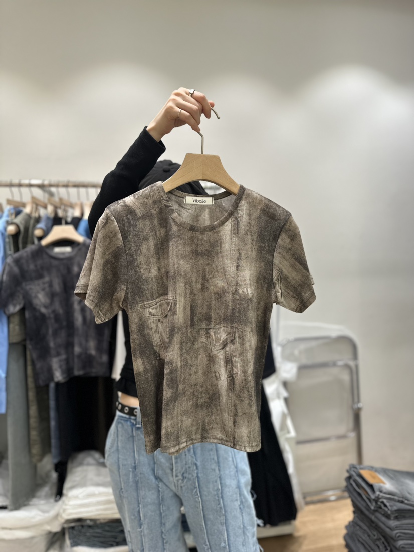 Vibelle韓國直郵女裝新品24春夏熱賣時尚休閑推薦職業T恤VIBELLET恤圖色3