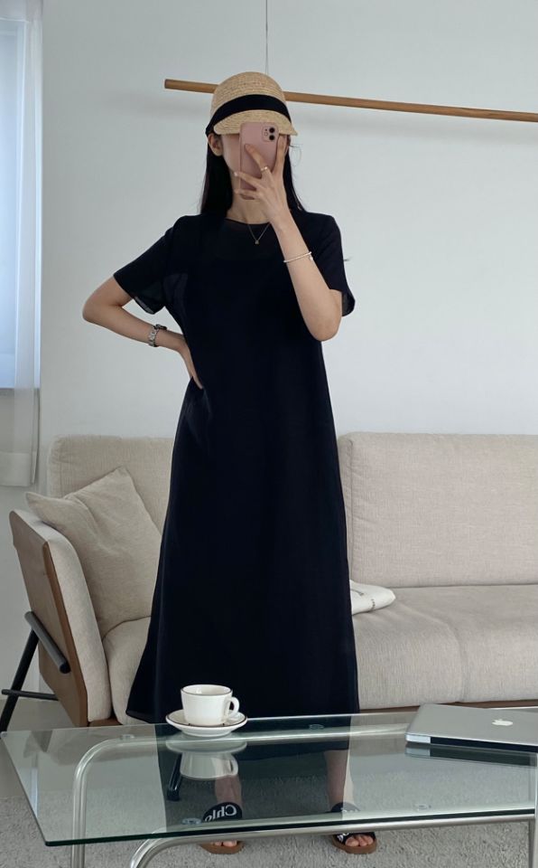 DORI韓國直郵東大門代購女裝新款時尚熱賣人氣連衣裙歐根紗OURR連衣裙
