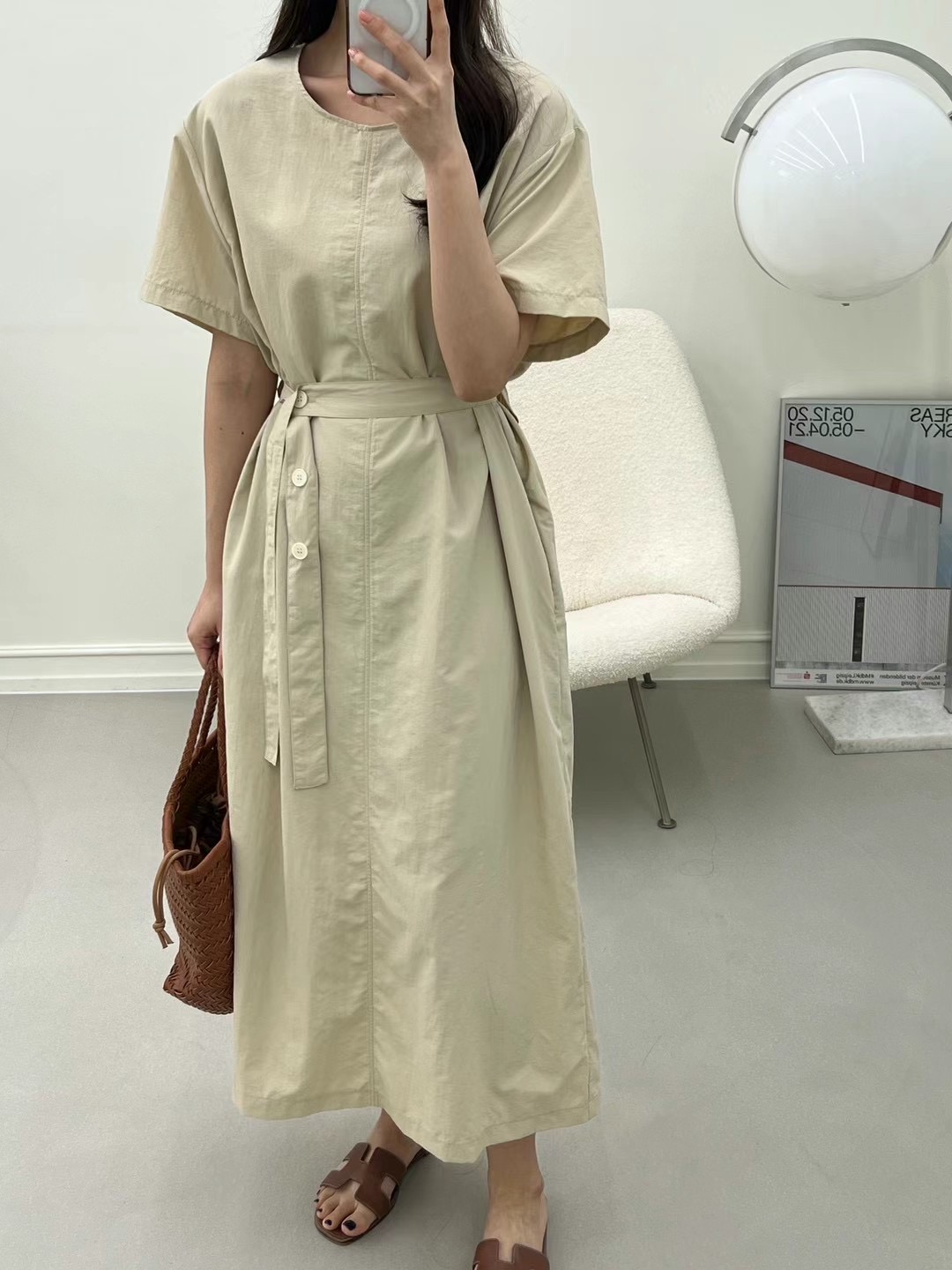 around110韓國直郵東大門代購女裝新品時尚連衣裙含腰帶around110連衣裙圖色3