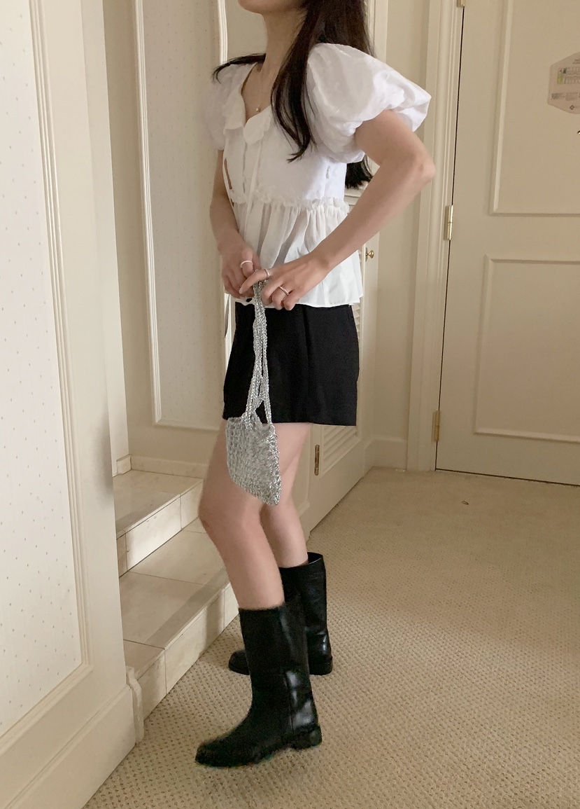 MELLOUNGE直郵韓國代購女裝新品職業熱賣推薦24春夏襯衫蕾絲衫MELLOUNGE-T襯衫/蕾絲衫