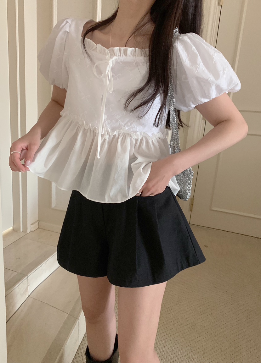 MELLOUNGE直郵韓國代購女裝新品職業熱賣推薦24春夏襯衫蕾絲衫MELLOUNGE-T襯衫/蕾絲衫