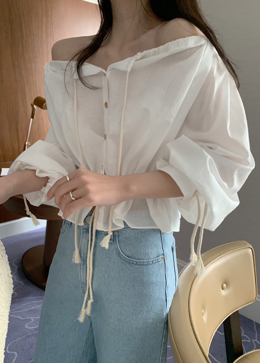 MELLOUNGE直郵韓國代購女裝新品人氣休閑時尚24春夏襯衫蕾絲衫MELLOUNGE-T襯衫/蕾絲衫