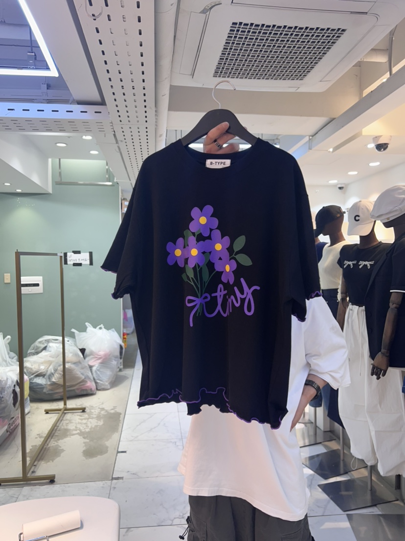 B-TYPE直郵韓國代購女裝新品熱賣24春夏推薦人氣休閑T恤B-TYPET恤圖色3