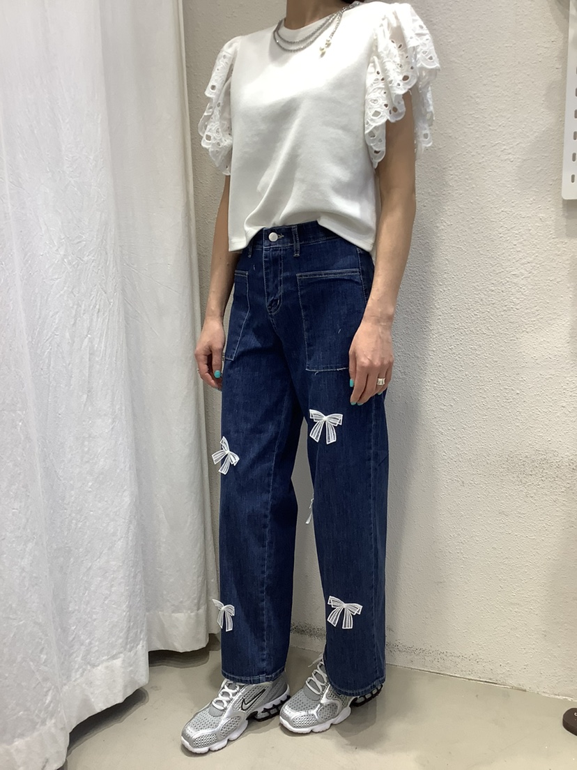 O MARIE直郵韓國代購女裝新品24春夏職業真品牛仔褲工裝褲O'MARIE牛仔褲