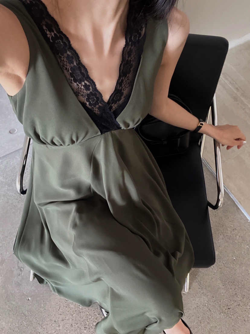 VERANDA韓國直郵東大門實拍女裝新款職業休閑24春夏連衣裙蕾絲VERANDA連衣裙