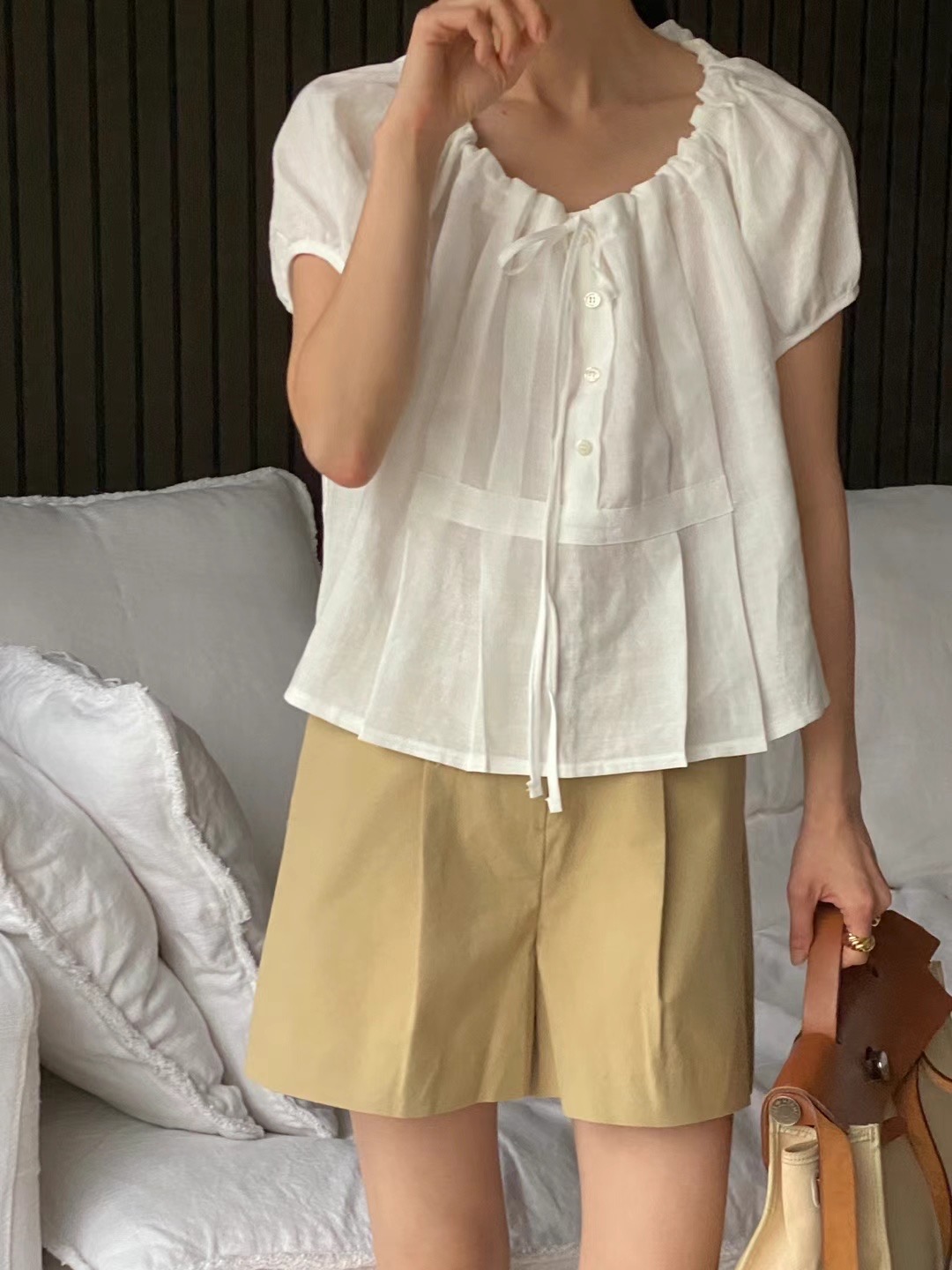 BABY PUSH直郵韓國代購女裝新品時尚熱賣24春夏襯衫蕾絲衫BABY PUSH襯衫/蕾絲衫
