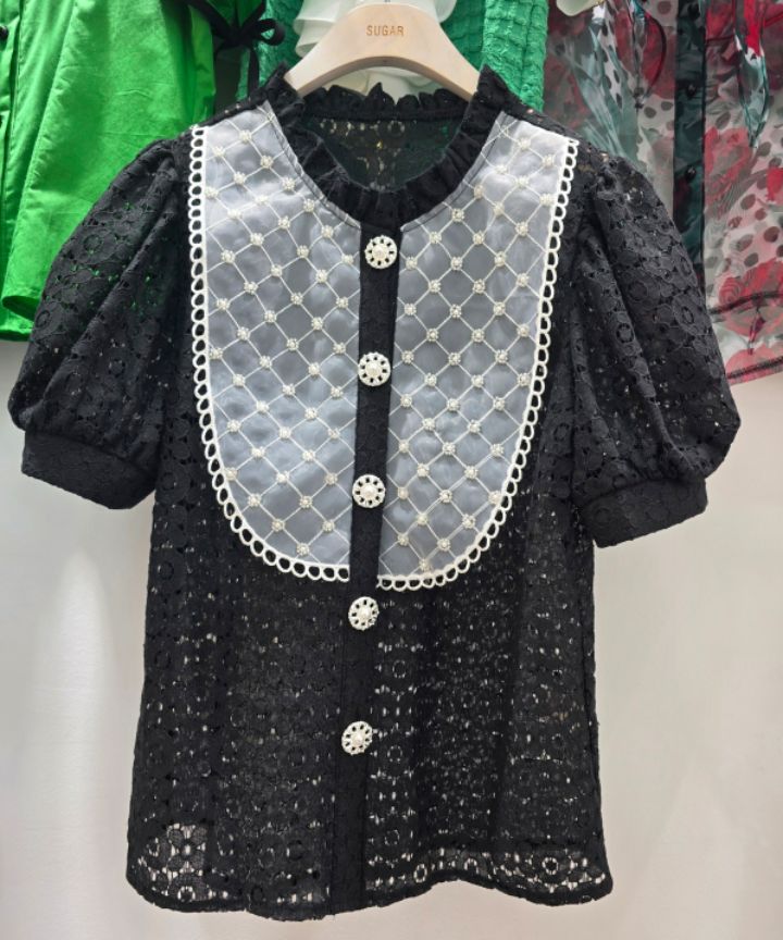 SUGAR直郵韓國代購女裝新品時尚真品休閑24春夏襯衫蕾絲衫SUGAR襯衫/蕾絲衫圖色2