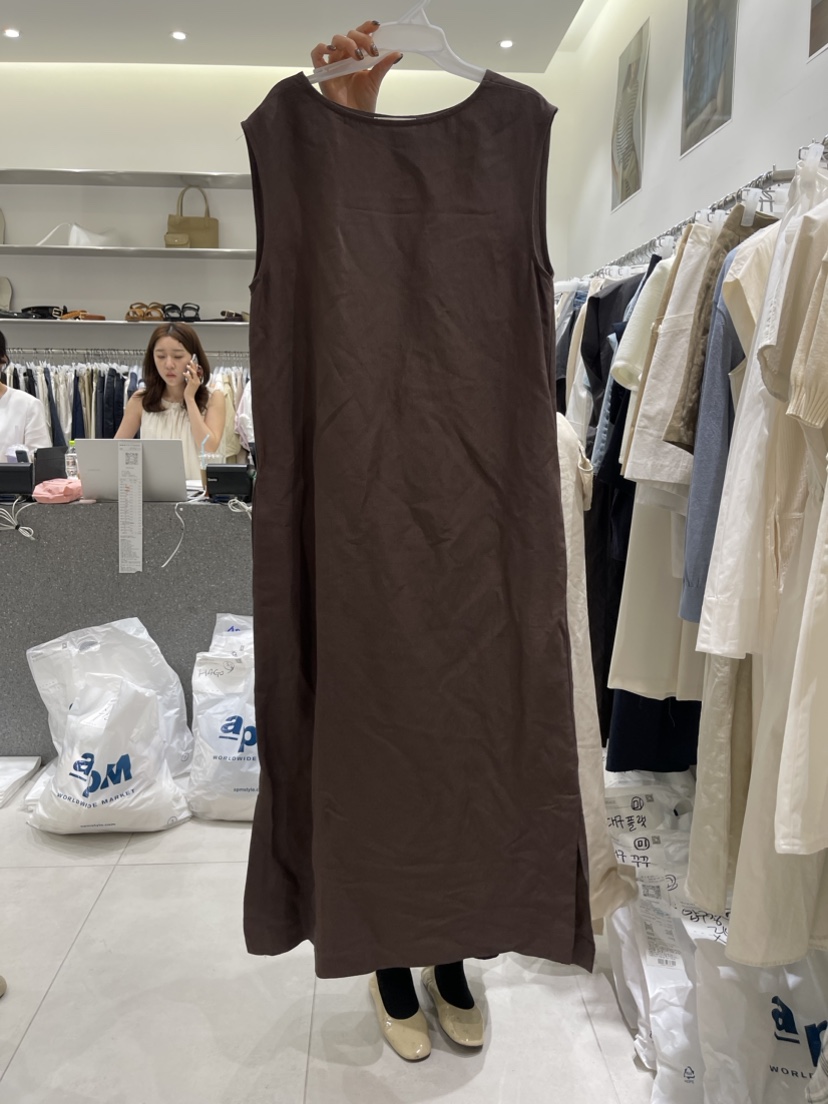 WOOD SAGE直郵韓國代購女裝新品職業時尚休閑24春夏連衣裙亞麻WOOD SAGE連衣裙圖色2