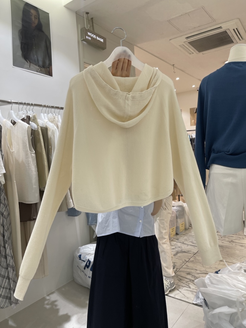 WOOD SAGE韓國直郵東大門代購女裝新款休閑針織衫拉鏈連帽WOOD SAGE針織衫