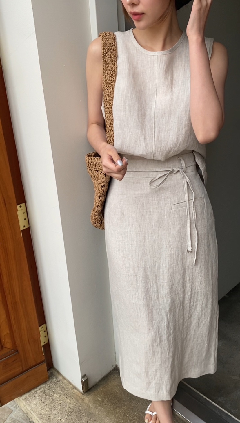N BROWN韓國直郵東大門代購女裝新品休閑24春夏套裝亞麻N BROWN套裝