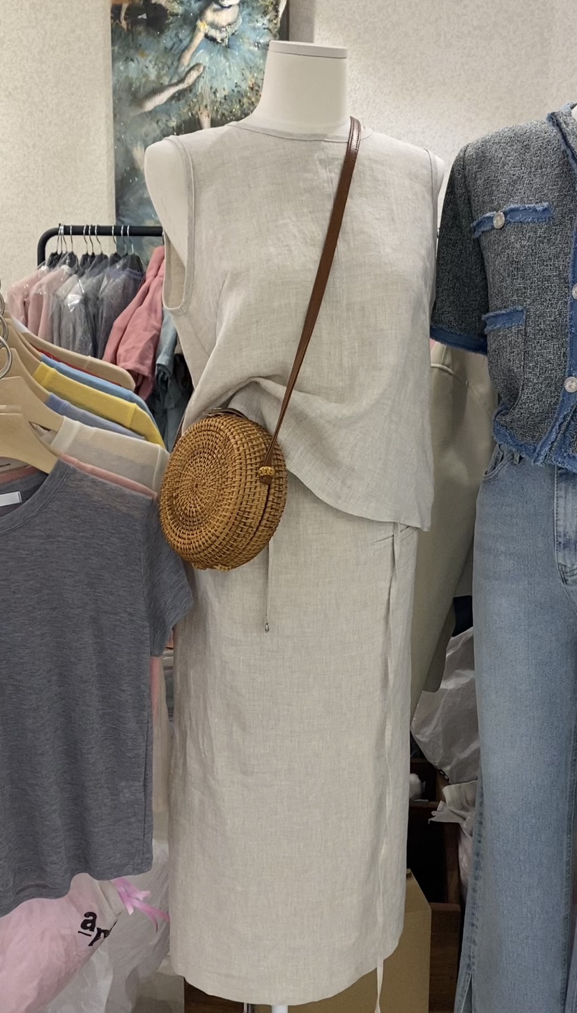 N BROWN韓國直郵東大門代購女裝新品休閑24春夏套裝亞麻N BROWN套裝