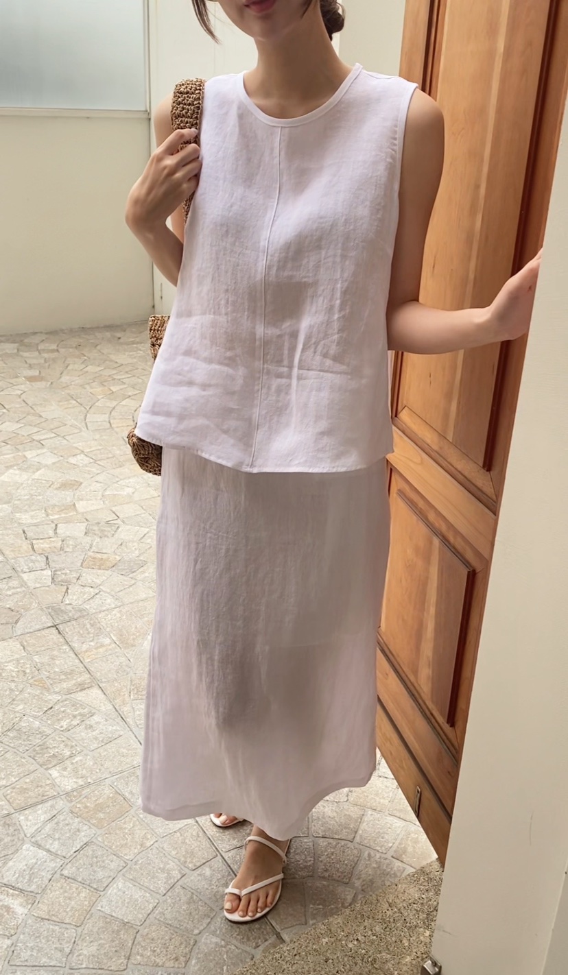 N BROWN韓國直郵東大門代購女裝新品休閑24春夏套裝亞麻N BROWN套裝圖色2