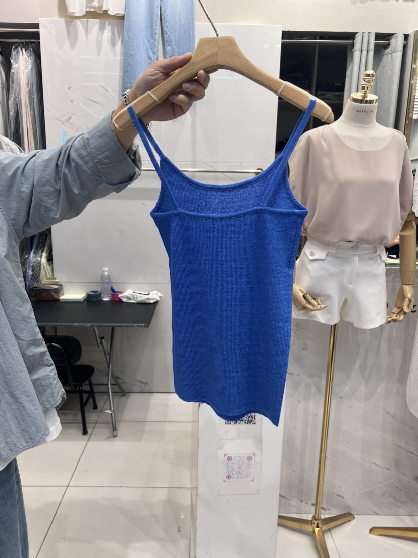 SOO JUNE韓國直郵東大門實拍女裝新款人氣吊帶背心亞麻羅紋SOO JUNE吊帶/背心