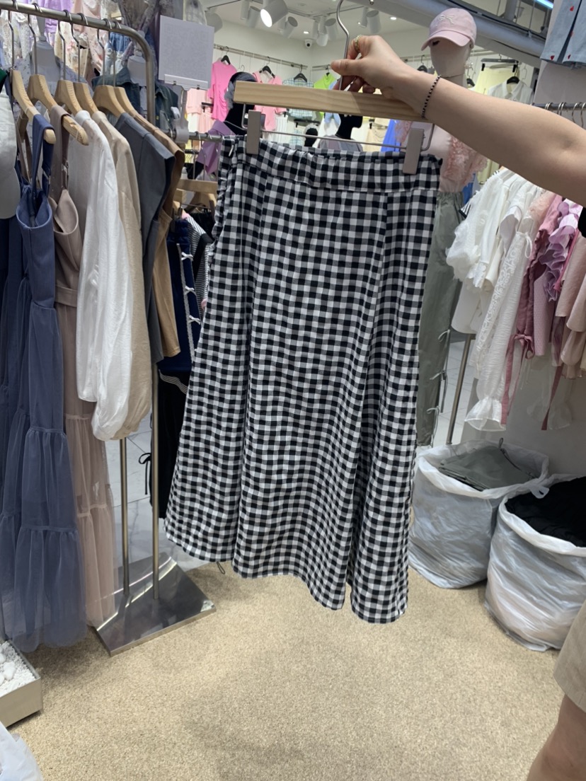 VIRUS直郵韓國代購女裝新品職業休閑人氣24春夏長裙格紋半身裙VIRUS長裙