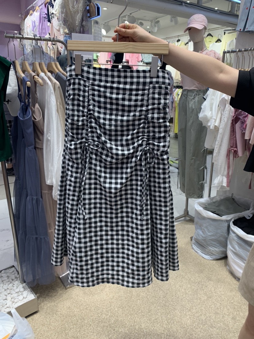VIRUS直郵韓國代購女裝新品職業休閑人氣24春夏長裙格紋半身裙VIRUS長裙
