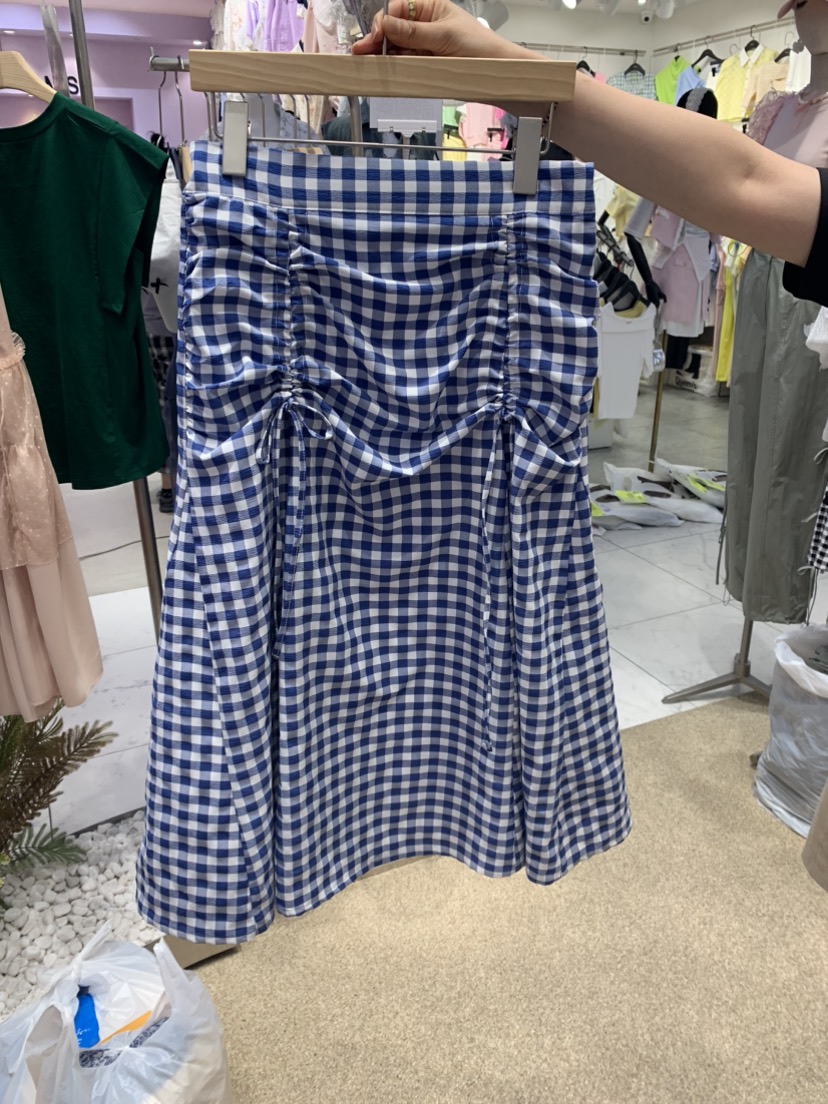 VIRUS直郵韓國代購女裝新品職業休閑人氣24春夏長裙格紋半身裙VIRUS長裙圖色2