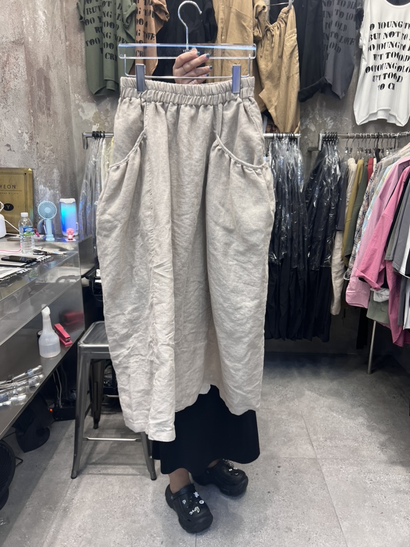 YEON-男女裝韓國直郵東大門實拍女裝新品真品推薦長裙亞麻YEON長裙圖色1