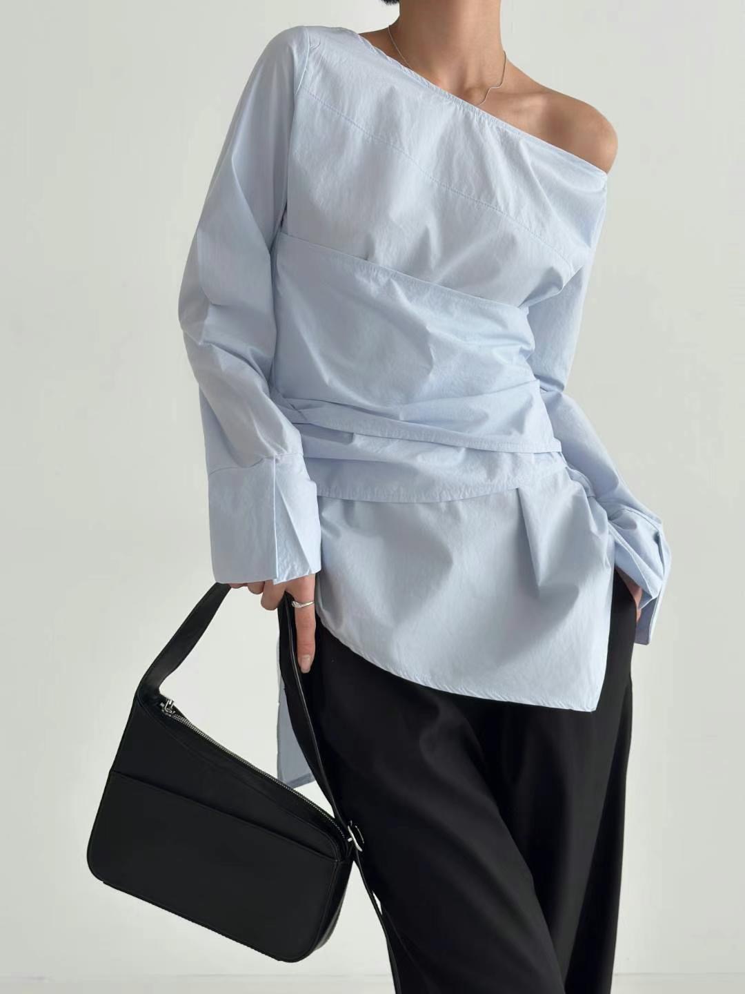 SEESTAR韓國直郵女裝新品24春夏休閑時尚襯衫蕾絲衫含腰帶SEESTAR襯衫/蕾絲衫圖色1