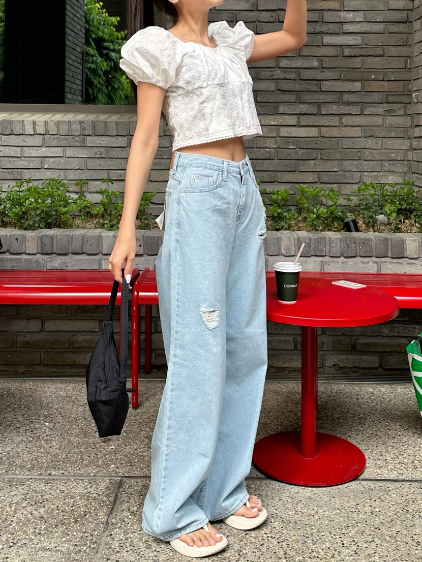 HAWK韓國直郵東大門實拍女裝新款真品24春夏推薦休閑牛仔褲Le Ahicon牛仔褲