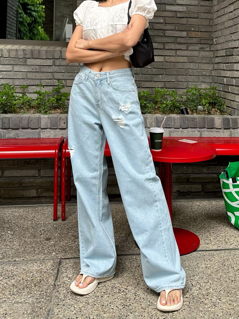 HAWK韓國直郵東大門實拍女裝新款真品24春夏推薦休閑牛仔褲Le Ahicon牛仔褲