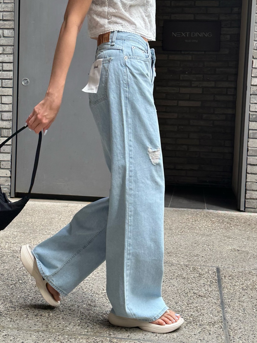 HAWK韓國直郵東大門實拍女裝新款真品24春夏推薦休閑牛仔褲Le Ahicon牛仔褲